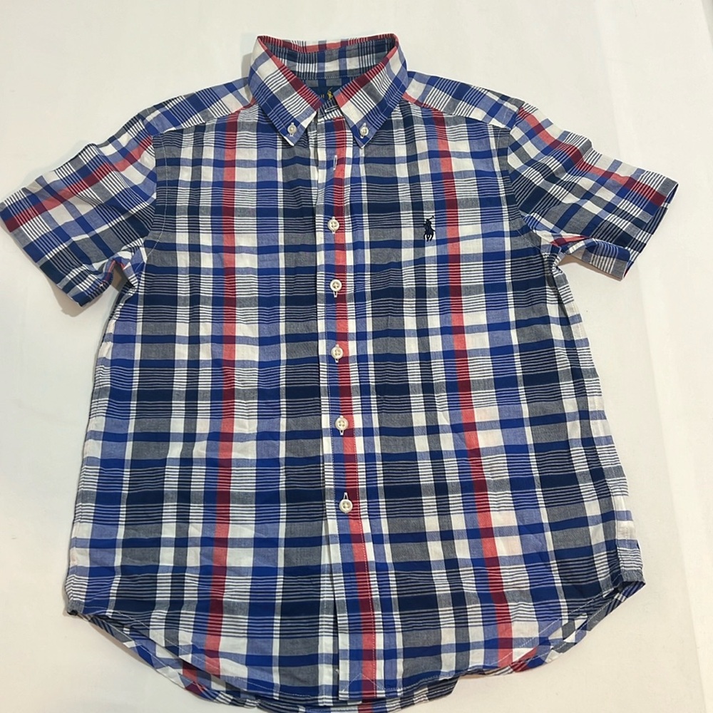 Ralph Lauren Plaid cotton oxford short sleeve shirt- size 8